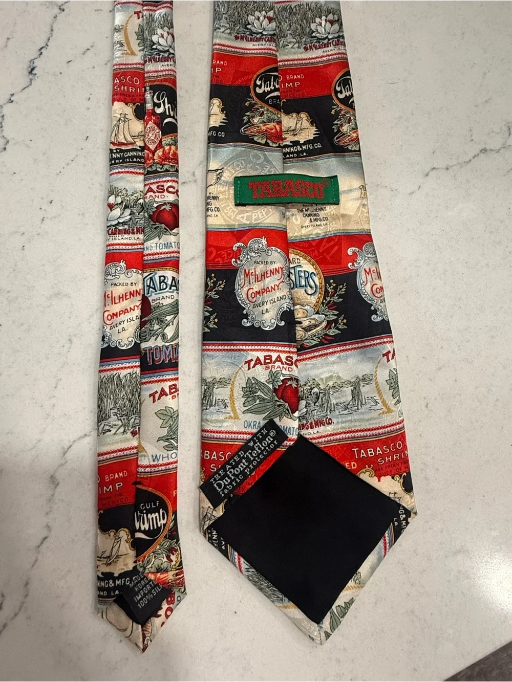 Tabasco Men's Tie 100% Silk Woven Pointed Novelty Food & Drink Multicolor Logo